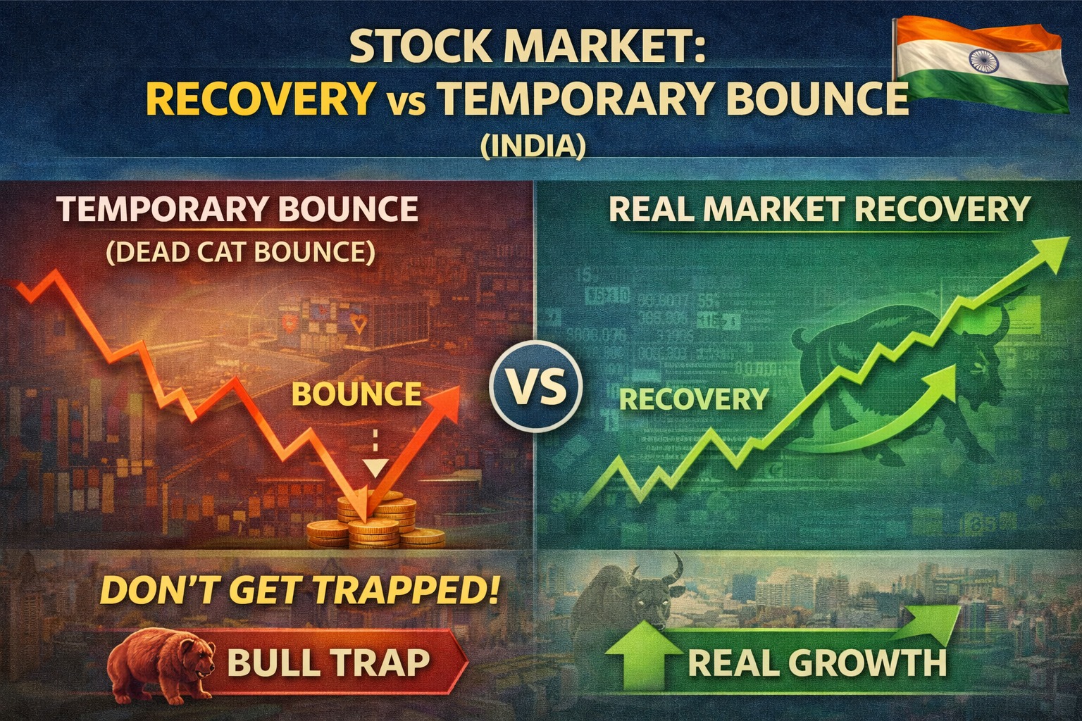 stock market recovery vs temporary bounce chart India